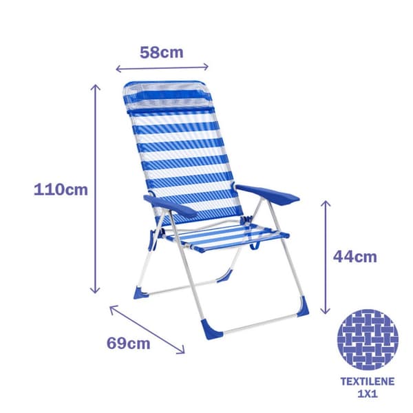 Folding Chair Marbueno Sininen Valkoinen 69 x 110 x 58 cm
