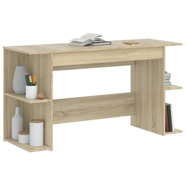 vidaXL Skrivbord sonoma-ek 140x50x75 cm konstruerat trä