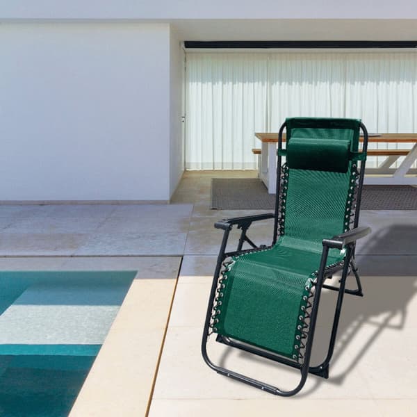 Marbueno Fällbar Solstol Stål Med Kudde Trädgård och Pool 90X66X108 cm Noll Tyngdkraft Grön 10008