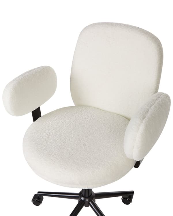 Kontorstol Off-White Boucle Høydejusterbart Understell Moderne Hjemmekontor