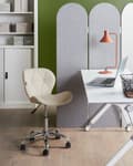 Miniatyrbilde 2 av 9: Skrivebordsstol Kontor Beige Kunstskinn Svingbar Høydejusterbar Moderne