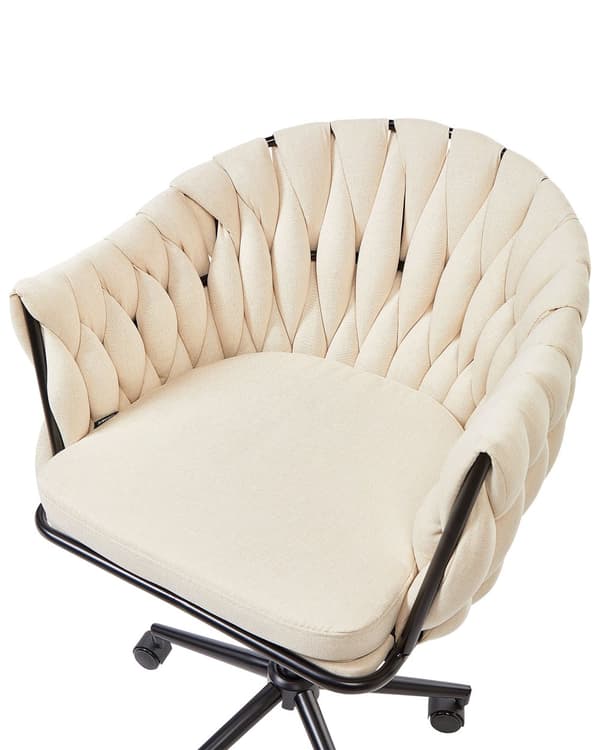 Kontorstol Beige Stoff Svingbare Kontormøbler Polstret Moderne Design