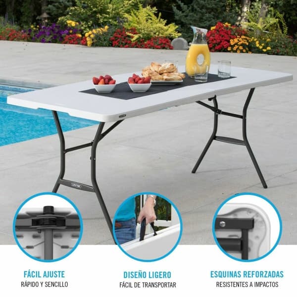 Fällbord Lifetime Vit Rektangulär Stål Plast 185 x 76 x 74 cm