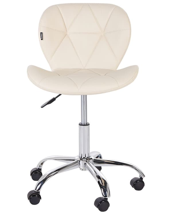 Skrivbordsstol Kontor Beige Konstläder Snurrbar Justerbar Höjd Modern