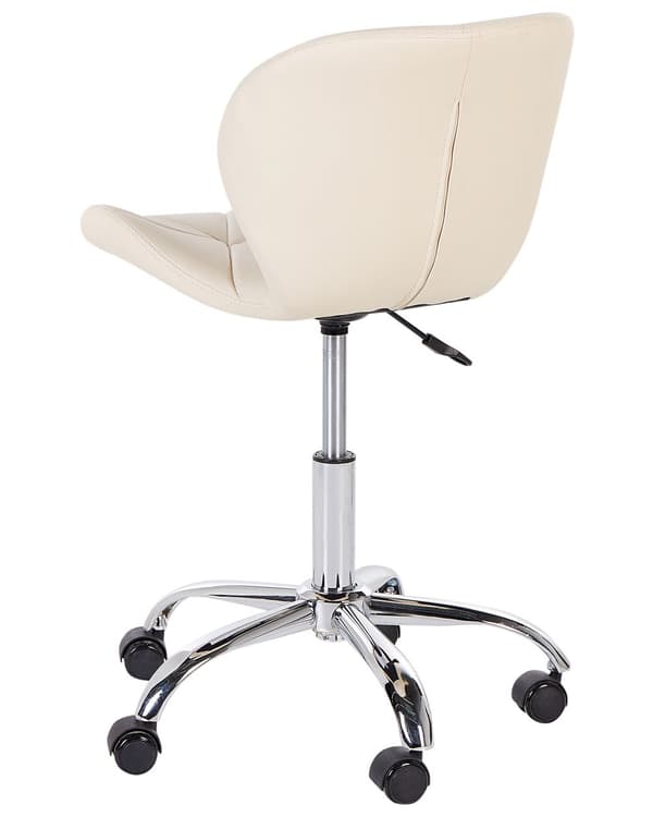Skrivbordsstol Kontor Beige Konstläder Snurrbar Justerbar Höjd Modern