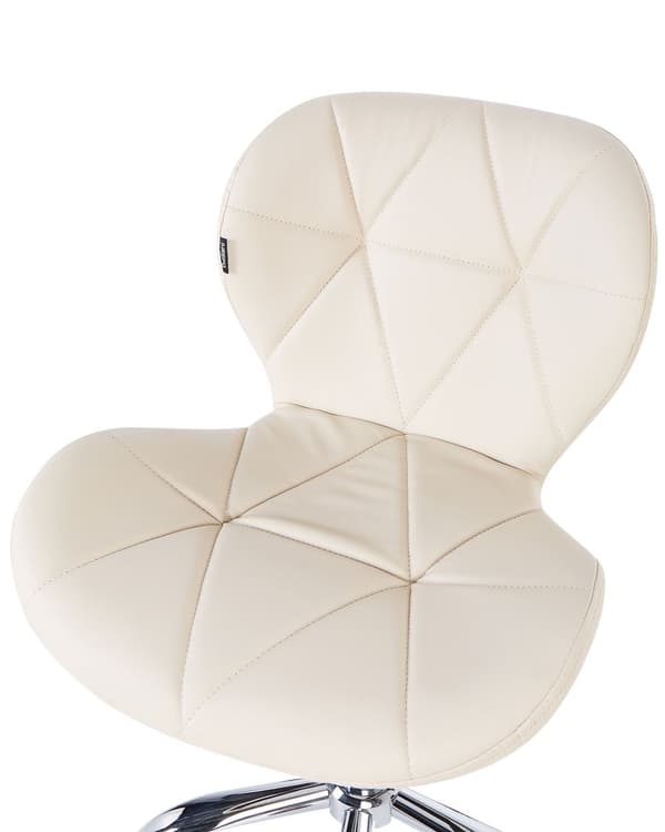 Skrivbordsstol Kontor Beige Konstläder Snurrbar Justerbar Höjd Modern