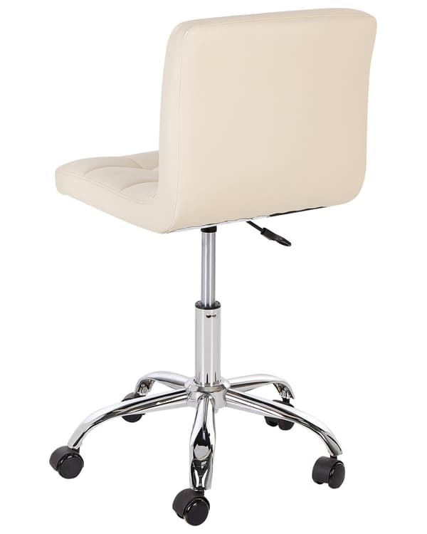 Kontorsstol Beige Konstläder Metall Ergonomisk Hållbar Nylonhjul