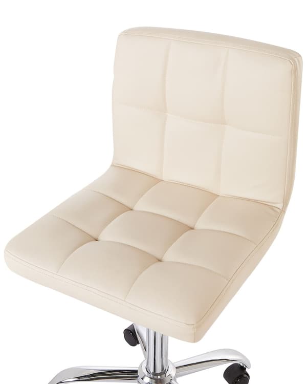 Kontorsstol Beige Konstläder Metall Ergonomisk Hållbar Nylonhjul