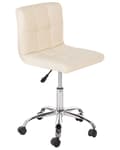 Miniatyrbild 1 av 9: Kontorsstol Beige Konstläder Metall Ergonomisk Hållbar Nylonhjul