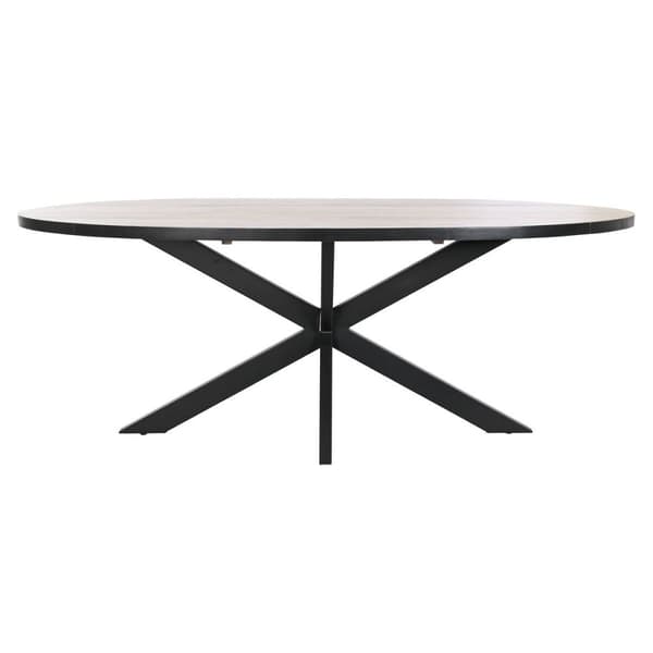 Matsalsbord DKD Home Decor Svart Naturell Metall Mangoträ 200 x 100 x 76 cm