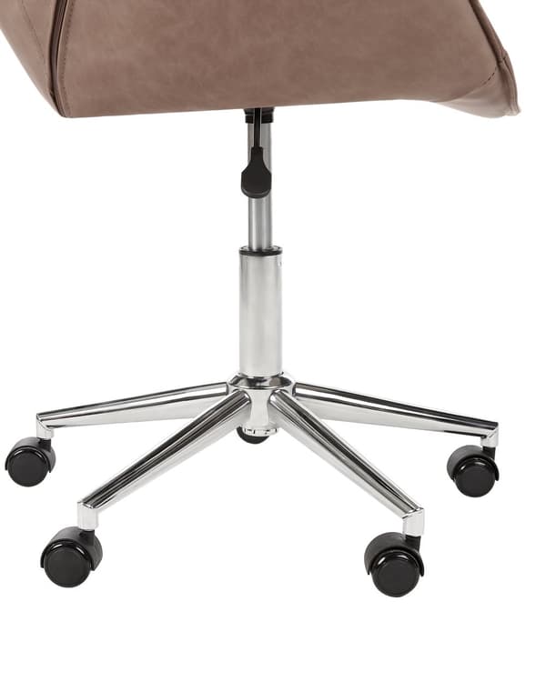 Kontorsstol Brun Konstläder Justerbar Höjd Elegant Design Hemmakontor