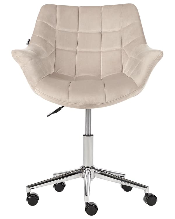 Kontorsstol Beige Sammet Justerbar Höjd