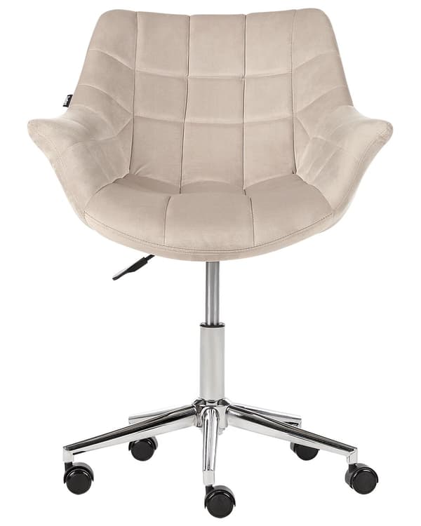 Kontordrejestol Beige Velour Højdejusterbar