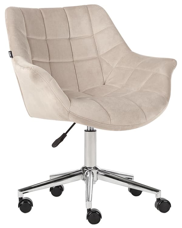 Kontordrejestol Beige Velour Højdejusterbar