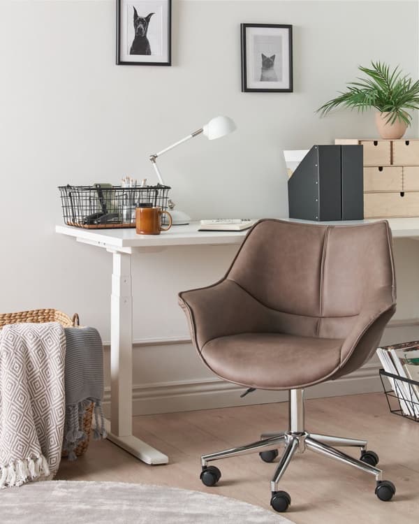 Kontorstol Lysebrunt Kunstskinn Høydejusterbar Elegant kontorstol Moderne Design