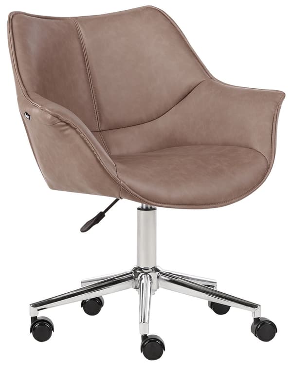Kontorstol Lysebrunt Kunstskinn Høydejusterbar Elegant kontorstol Moderne Design