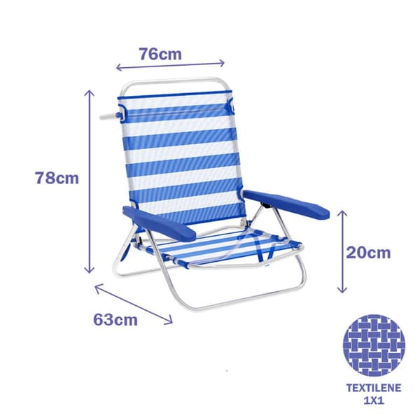 Folding Chair Marbueno Raidat Sininen Valkoinen 63 x 78 x 76 cm