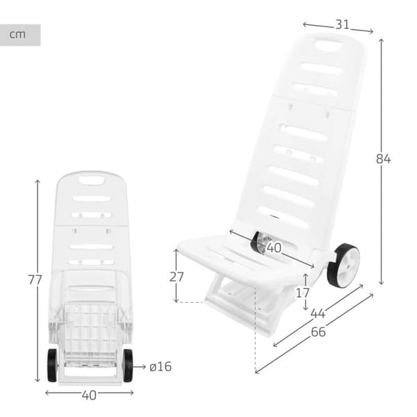Strandstol Aktive Vit Hjul 40 x 84 x 44 cm (2 antal)