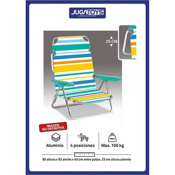 Fällbar stol med nackstöd 80 x 65 x 45 cm Multipla positioner Randig