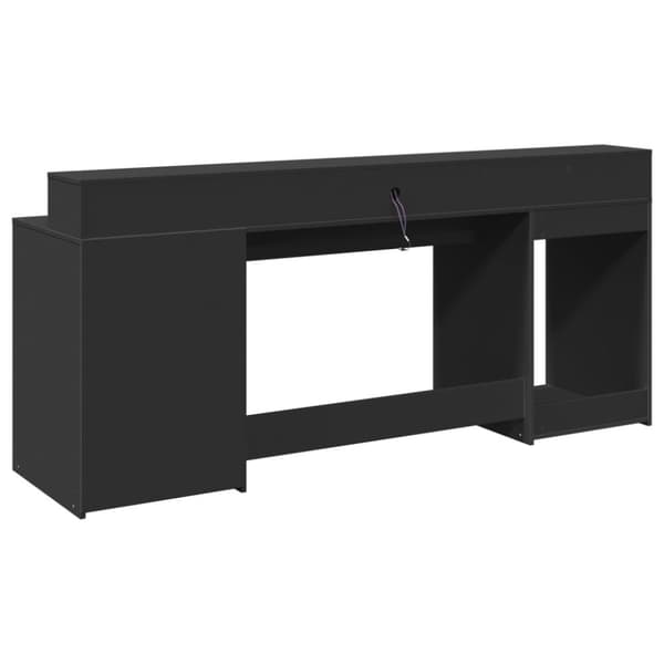 vidaXL Skrivebord med LED-lys svart 200x55x91 cm konstruert tre