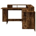 Miniatyrbilde 7 av 11: vidaXL Skrivebord med LED-lys røkt eik 152x152x91 cm konstruert tre