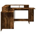 Miniatyrbilde 8 av 11: vidaXL Skrivebord med LED-lys røkt eik 152x152x91 cm konstruert tre