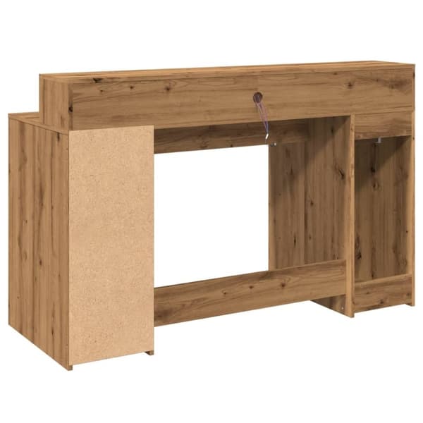 vidaXL Skrivebord med LED-lys artisan eik 140x55x91 cm konstruert tre