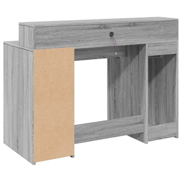 vidaXL Skrivebord med LED-lys grå sonoma 120x55x91 cm konstruert tre