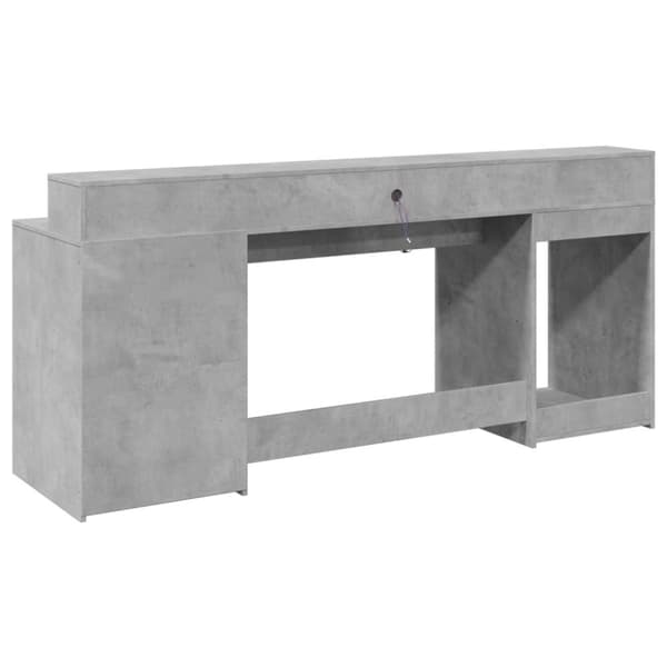 vidaXL Työpöytä LED-valoilla betoninharmaa 200x55x91 cm tekninen puu