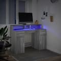 Miniatyrbillede 6 af 11: vidaXL skrivebord m. LED-lys 120x55x91 cm konstrueret træ grå sonoma