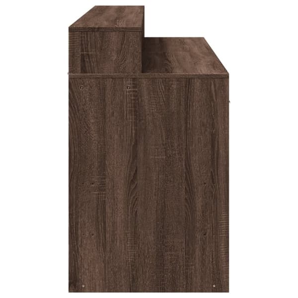 vidaXL Työpöytä LED-valoilla ruskea tammi 140x55x91 cm tekninen puu