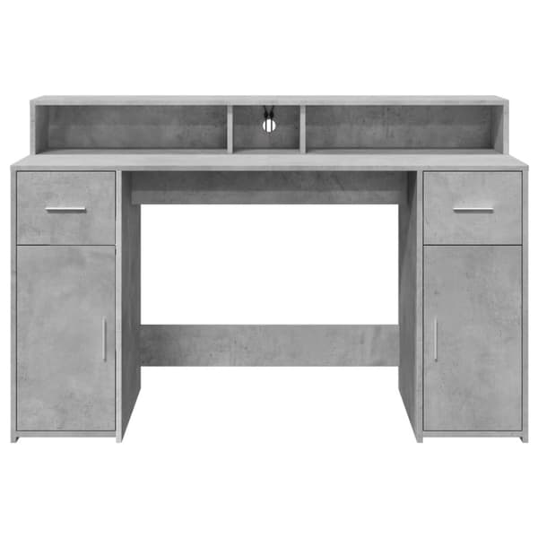 vidaXL Työpöytä LED-valoilla betoninharmaa 140x55x91 cm tekninen puu