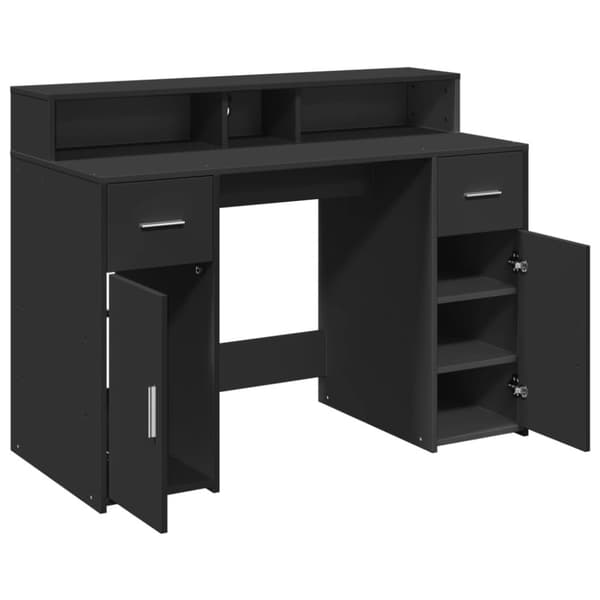 vidaXL Työpöytä LED-valoilla musta 120x55x91 cm tekninen puu