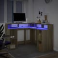 Miniatyrbilde 6 av 11: vidaXL Skrivebord med LED-lys sonoma eik 130x130x91 cm konstruert tre