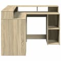 Miniatyrbilde 8 av 11: vidaXL Skrivebord med LED-lys sonoma eik 130x130x91 cm konstruert tre