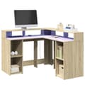 Miniatyrbilde 2 av 11: vidaXL Skrivebord med LED-lys sonoma eik 130x130x91 cm konstruert tre