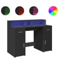 Miniatyrbild 3 av 11: vidaXL Skrivbord med LED svart 120x55x91 cm konstruerat trä