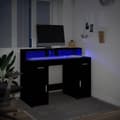 Miniatyrbild 6 av 11: vidaXL Skrivbord med LED svart 120x55x91 cm konstruerat trä