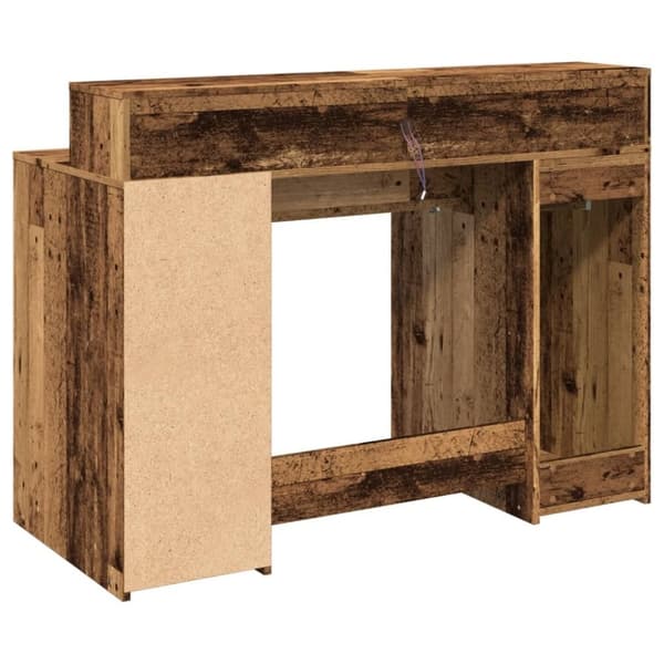 vidaXL Skrivebord med LED-lys gammelt tre 120x55x91 cm konstruert tre