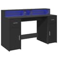 Miniatyrbilde 4 av 11: vidaXL Skrivebord med LED-lys svart 140x55x91 cm konstruert tre