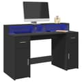 Miniatyrbilde 2 av 11: vidaXL Skrivebord med LED-lys svart 140x55x91 cm konstruert tre