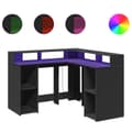 Miniatyrbilde 3 av 11: vidaXL Skrivebord med LED-lys svart 130x130x91 cm konstruert tre