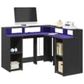 Miniatyrbilde 2 av 11: vidaXL Skrivebord med LED-lys svart 130x130x91 cm konstruert tre
