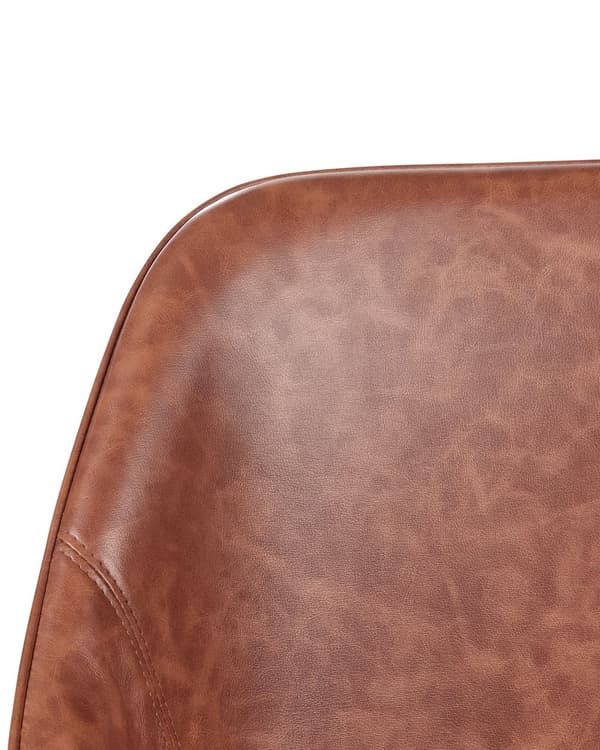 Skrivebordsstol Brun Cognac Læder Stol med Hjul til Kontor Moderne Drejestol Ergonomisk Design Kontorstol uden Armlæn