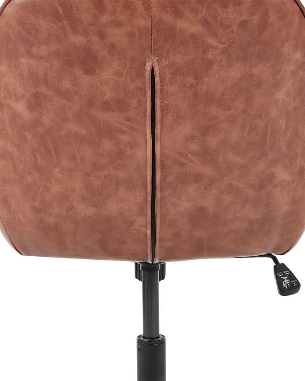 Skrivebordsstol Brun Cognac Læder Stol med Hjul til Kontor Moderne Drejestol Ergonomisk Design Kontorstol uden Armlæn
