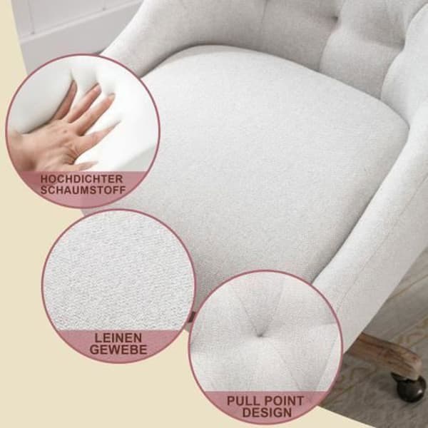 Kontorsstol - Ej specificerad - Ergonomisk design - Linnetyg - Justerbar höjd - Vit