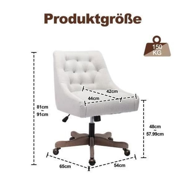 Kontorsstol - Ej specificerad - Ergonomisk design - Linnetyg - Justerbar höjd - Vit