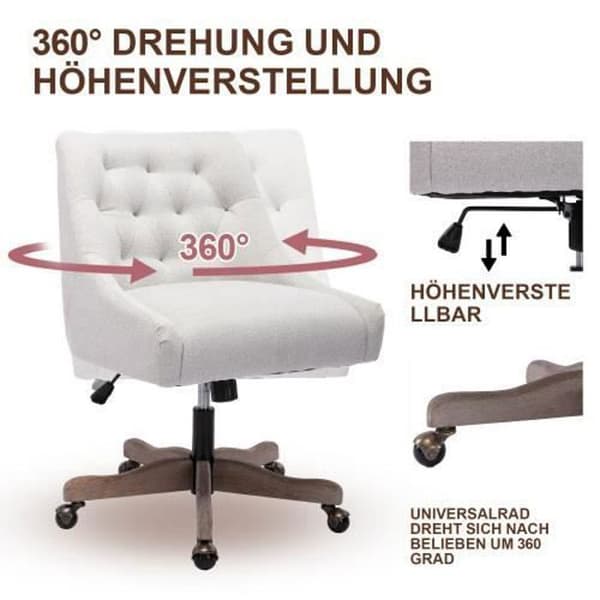 Kontorsstol - Ej specificerad - Ergonomisk design - Linnetyg - Justerbar höjd - Vit