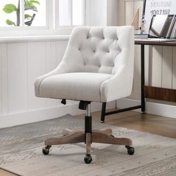 Kontorsstol - Ej specificerad - Ergonomisk design - Linnetyg - Justerbar höjd - Vit