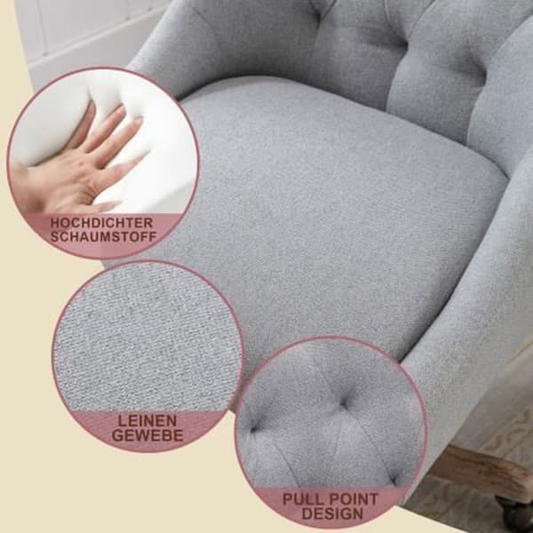 Kontorsstol - Ergonomisk design - 360° rotation - Justerbar höjd - Träben - Grå